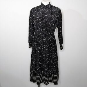 Vintage Unbranded black white dot knee length dress S/M